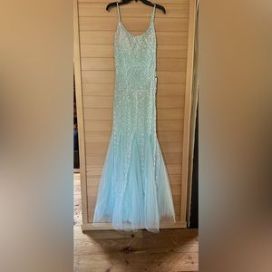 Sparkly Blue Mermaid Prom Dress